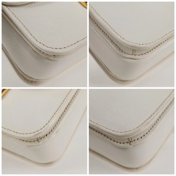 Miu Miu Hand Bag Leather 2way White Gold Auth - Picture 16 of 16
